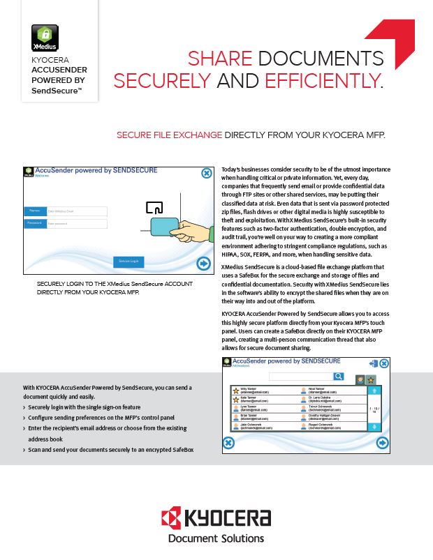 Kyocera Software Capture And Distribution Accusender Powered By Sendsecure Data Sheet Thumb, (Dealership Name ALT Text)